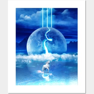 Blue Fantasy Horse Posters and Art